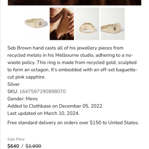 COPY - Seb Brown Gold ring with baguette-cut pink sapphire - Picture 6 of 6